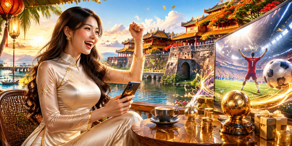 Người chơi cá cược trong trang phục áo dài truyền thống ở Huế với khung cảnh cá cược thể thao